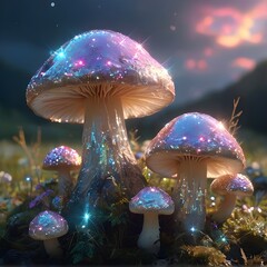 Wall Mural - Sparkling Magical Mushroom