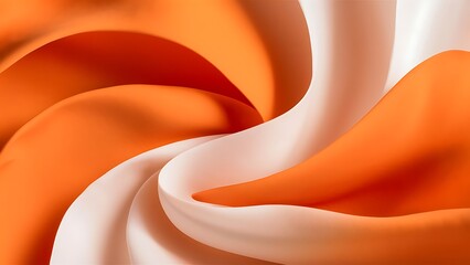 Poster - Abstract Orange and White Fabric Swirls. A closeup of soft, flowing fabric in shades of orange and white, creating a dynamic, abstract pattern of curves and folds.