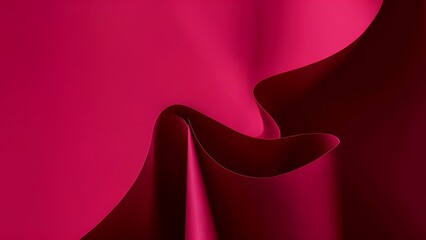 Poster - Abstract Crimson Paper Curves and Folds. A closeup shot of crimson paper folded and curved into abstract shapes, creating a dynamic interplay of light and shadow.