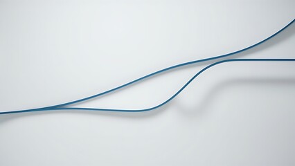 Poster - Abstract Blue Lines on White Background. Two curved blue lines intersect on a plain white background, creating a minimalist abstract design with soft shadows.
