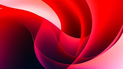 Poster - Abstract Red Curving Shapes Artistic Background. A digital illustration featuring multiple red and pink curved shapes layered upon one another, creating a vibrant and dynamic abstract background.