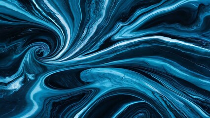 Poster - Abstract Blue Swirling Liquid Marble Texture. A closeup of a swirling abstract pattern in shades of blue with a textured look, resembling liquid marble.