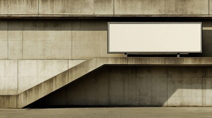 Poster - A minimalist concrete wall with a blank billboard, emphasizing urban architecture.