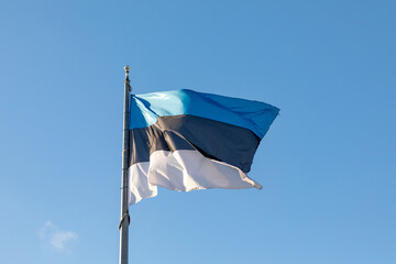 estonian flag fluttering in the wind