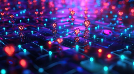 Poster - Abstract Network of Illuminated Spheres with Intertwined Lines