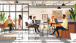 © mahamad - Diverse People in Open Space Office: A group of diverse people working in an open space office.
