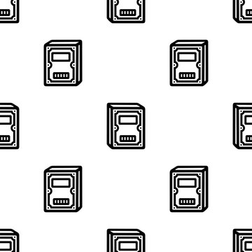 Cartoon doodles hard disk drive seamless pattern.