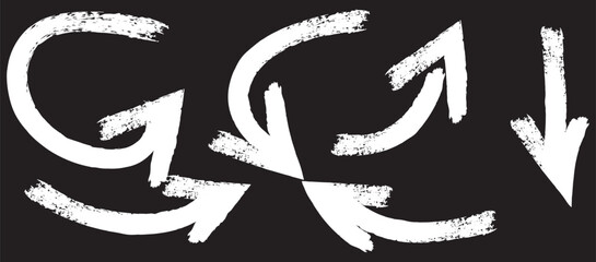 Poster - marker hand drawn bold arrows set. collection of doodle thick lines in different directions.