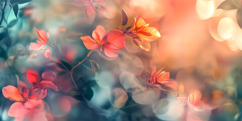 Wall Mural - Soft Focus Blossom: Delicate petals, bathed in warm, ethereal light, create a dreamy and romantic mood. The gentle bokeh effect adds a touch of magic and whimsy.