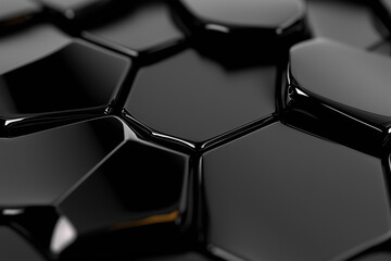 Poster - glossy black hexagonal pattern creates sleek, modern abstract design. smooth, reflective surface adds depth and dimension, evoking sense of futuristic architecture