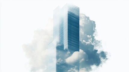 Canvas Print - A Tall Glass Skyscraper Against a Cloudy Sky