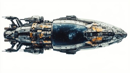 Wall Mural - futuristic spaceship with a view of a starry galaxy