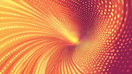 Poster - Mesmerizing Radial Swirl of Vibrant Sunset Tones and Halftone Dots