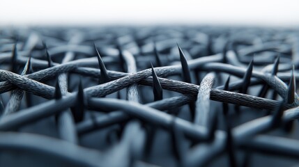 Poster - Intricate Thorns on a Stem in Close Focus