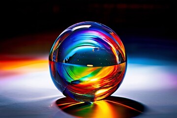 Wall Mural - colorful refractions close up of an object with colorful refract
