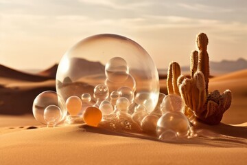 Wall Mural - desert bubbles bubbles with earthy desert tones sand brown beige