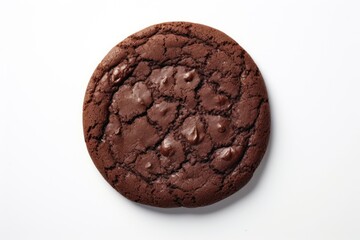 Dark chocolate soft cookie dessert food white background.