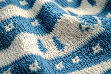 Sticker - Blue Knitted Blanket with Snowflakes