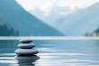 © Natalia - Closeup of a Take a Deep Breath poster on an office wall, with a serene nature scene in the background, Motivational poster for stress relief, Uplifting and calming