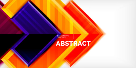 Fototapete - Arrow symbols created with 3d effects and line texture geometric abstract background