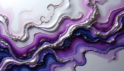 Luxurious purple and silver marbled abstract texture