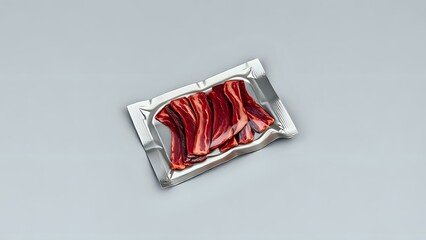 Wall Mural - Beef Jerky Pack on Grey Background