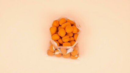 Wall Mural - Dried Apricots Bag on Beige Background