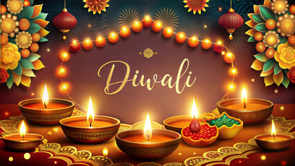 Joyful celebration of Happy Diwali, showcasing festive decorations and vibrant lights.