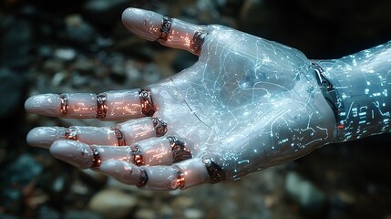 Poster - Futuristic Robotic Hand with Glowing Circuits Artificial Intelligence Technology Cyborg Future