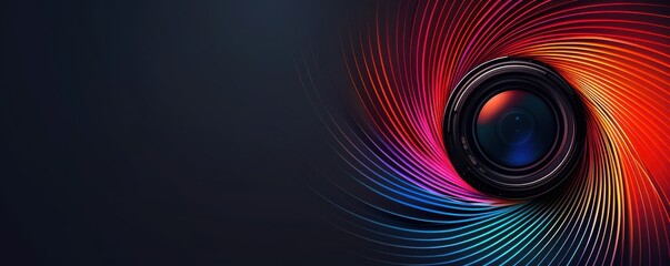 Wall Mural - Colorful, layered camera lens icon, symbolizing photography, creativity, and digital media.