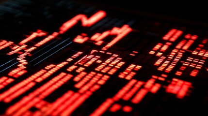 Fototapete - Abstract representation of stock price increase and decrease arrows in a digital financial landscape, showing bullish and bearish trends with empty space for text