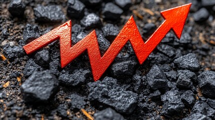 Fototapete - Conceptual graphic of market downturn with red arrows and financial crisis indicators in a dark, professional background with empty space for text