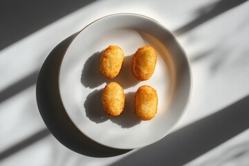 Artistic Arrangement of Delicious Fried Croquettes on Elegant White Plate