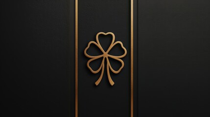 Wall Mural - A sleek gold shamrock centered on a textured black background creates a modern, elegant st. patrick's day greeting card. the minimalist design offers a luxurious feel