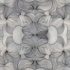 Poster - seamless abstract grey floral background with leaves