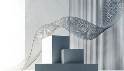 Poster - Abstract composition featuring geometric shapes and wave patterns, ideal for modern design and artistic presentations.