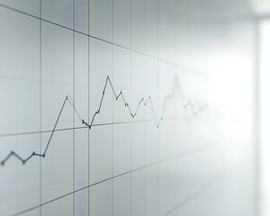 Poster - Abstract graph line chart on a blurred white background representing financial trends and data analysis.