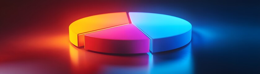 Poster - Colorful pie chart on a glowing background, illustrating data visualization concepts with vibrant colors and modern design.