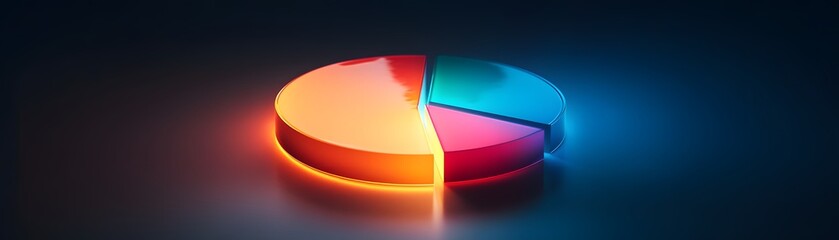 Poster - Colorful pie chart with vibrant sections representing data visualization and analytics in a digital style.
