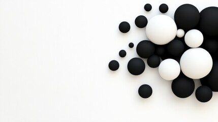 Poster - Collection of black white spheres arranged in a circle. Concept of unity, as contrasting colors of black white come together to form a cohesive whole. arrangement of spheres creates a visually pattern
