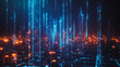 © Teeraphon - Smart digital Innovation city with connection network reciprocity over the cityscape. of future smart wireless digital city and social media networking systems that connects people with in city