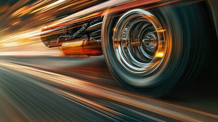 Poster - Banner of semi truck speeding, close up truck wheels, road freight transport and logistics HD