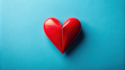 Aufkleber - A single red heart sits on a vibrant blue background, a simple yet powerful symbol of love, affection, and passion.