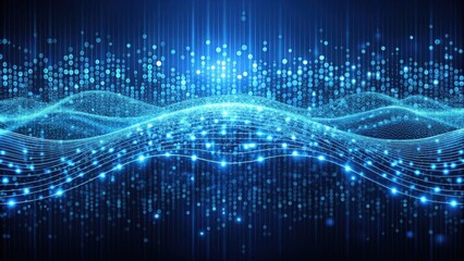 Aufkleber - Abstract Digital Wave with Glowing Lines and Data Points