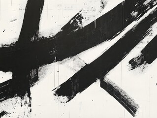 Poster - Bold Black Abstract Graphic Art on White Background