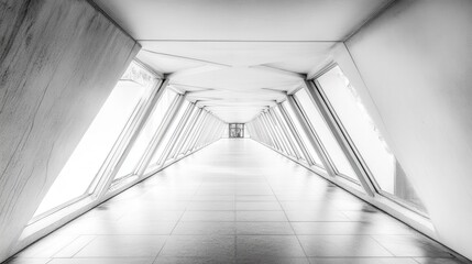 Futuristic white corridor tunnels. Generative AI