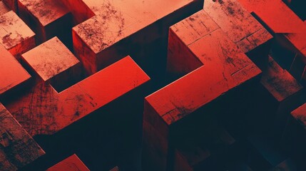 Poster - Abstract red geometric shapes create a textured, modern design.