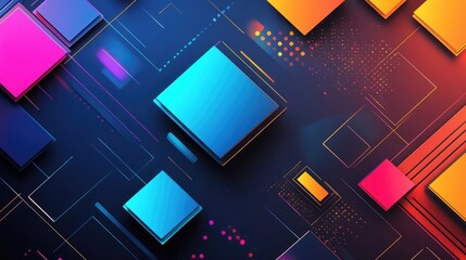 Fototapete - Abstract geometric shapes in vibrant colors, creating a dynamic and modern design.