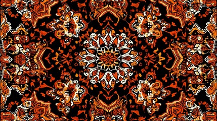 Aufkleber - Explore vibrant geometric seamless repeat design featuring unique floral patterns and rich colors