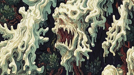 Aufkleber - Explore the intricate beauty of organic abstract nature forms in a flowing display of artistry